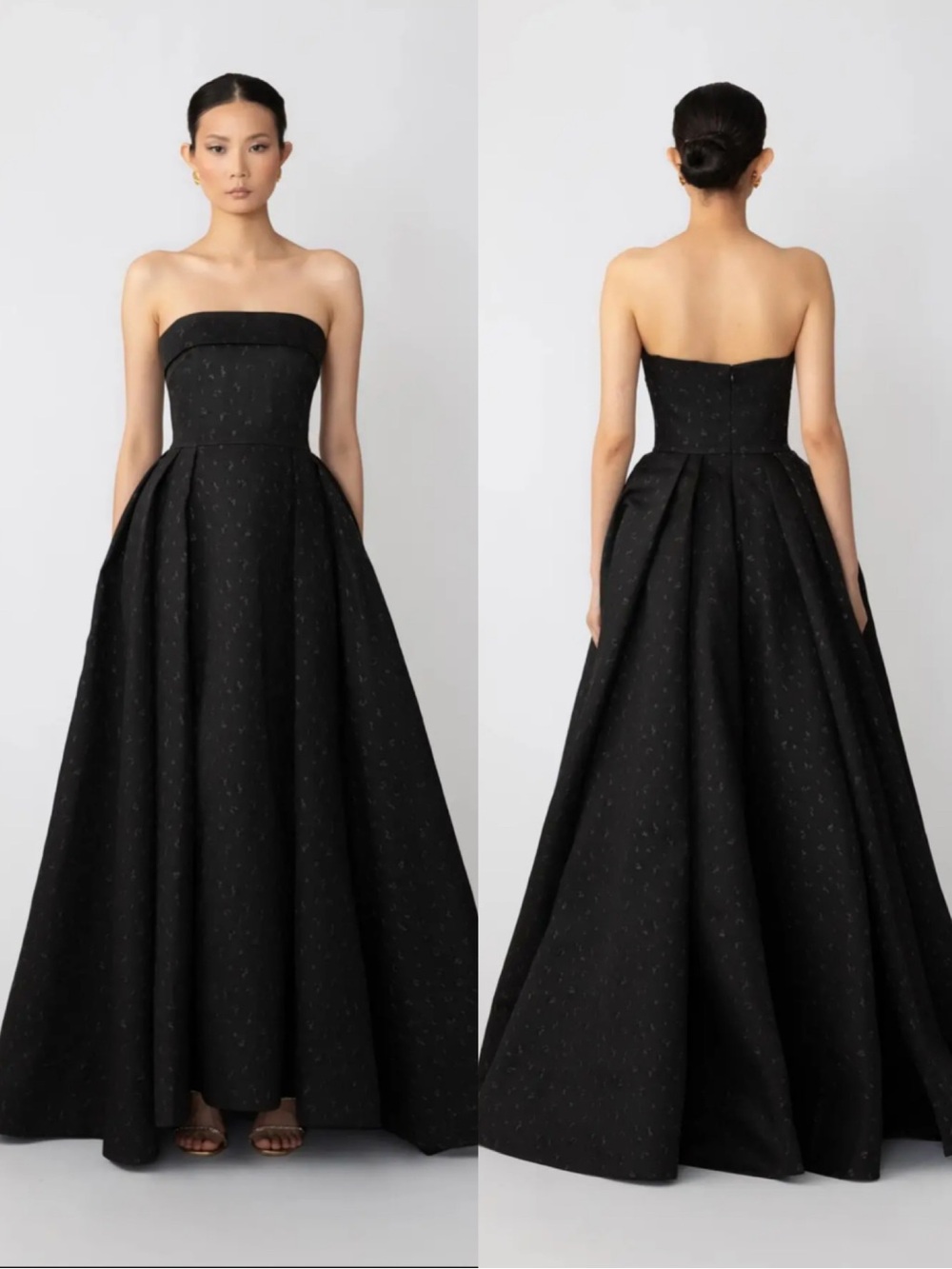 Sau Lee Jordan Jacquard Elegant Strapless Black Ball Gown Maxi Dress Size 8